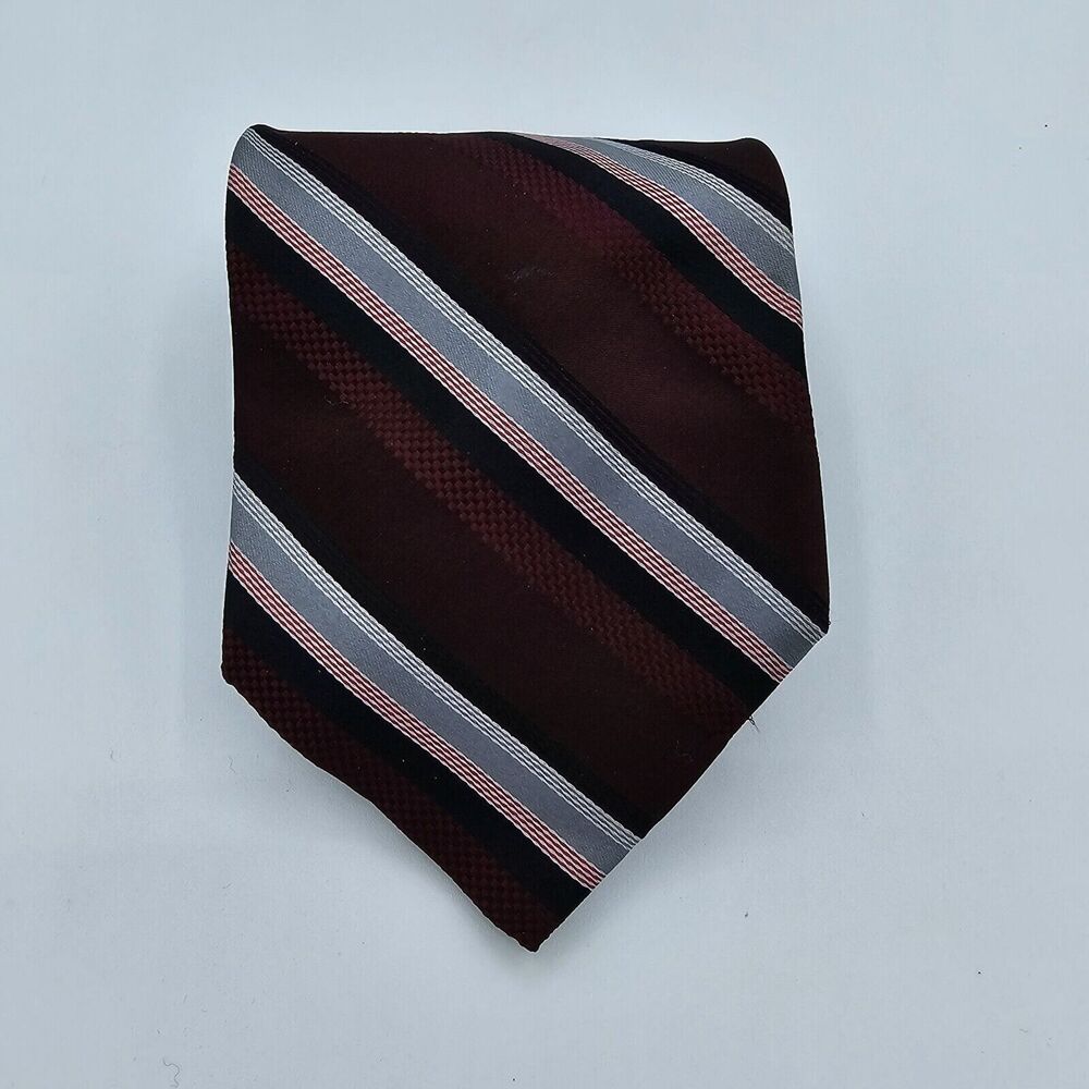 Mens Necktie Van Heusen Dress 100% Silk Brown Pink Size 57 By 4 Inches Vintage